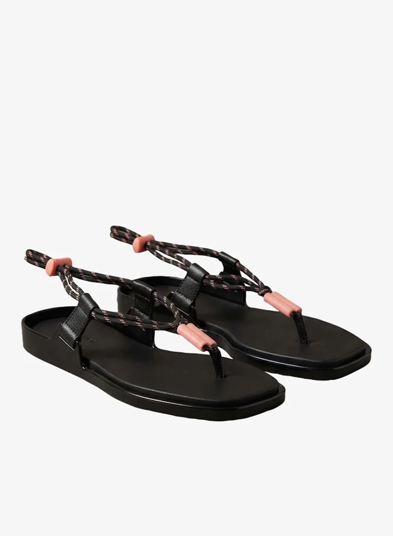 Calvin Klein Black/Peach Whip Harper - Rope Thong Sandals for Women | Best Price UAE